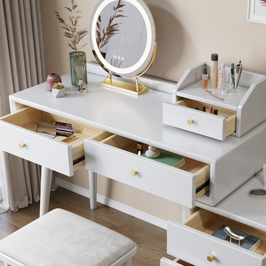 ScandinavianSolid Wood Table Makeup Vanity with Mirror and Drawers