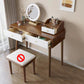 ScandinavianSolid Wood Table Makeup Vanity with Mirror and Drawers