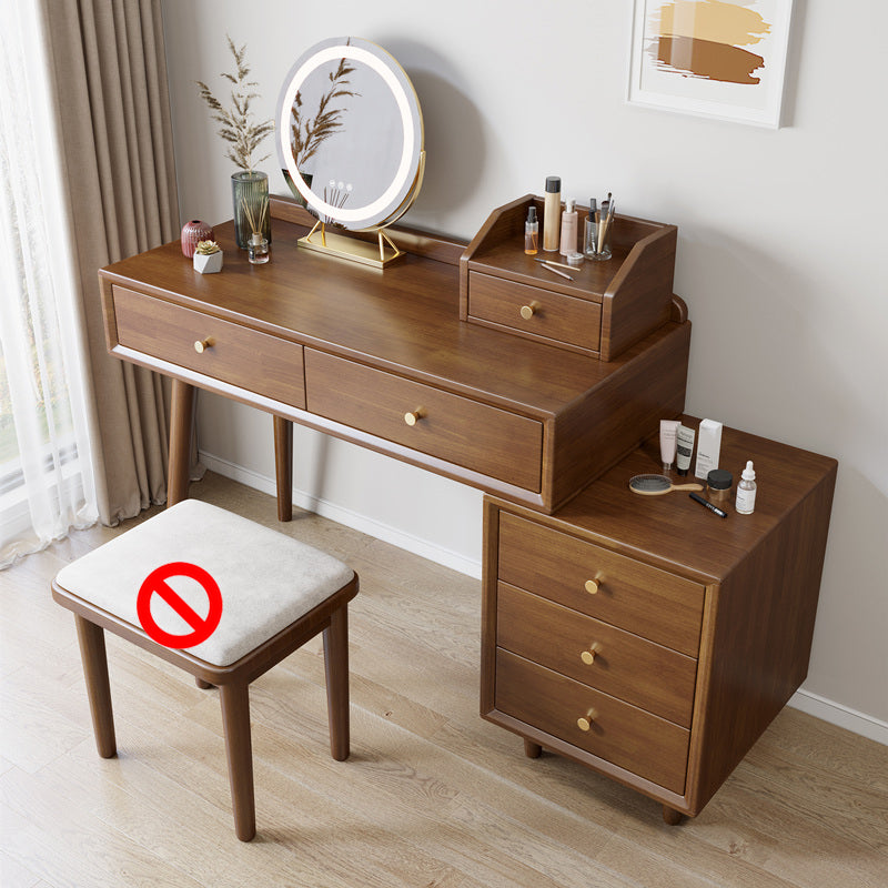 ScandinavianSolid Wood Table Makeup Vanity with Mirror and Drawers