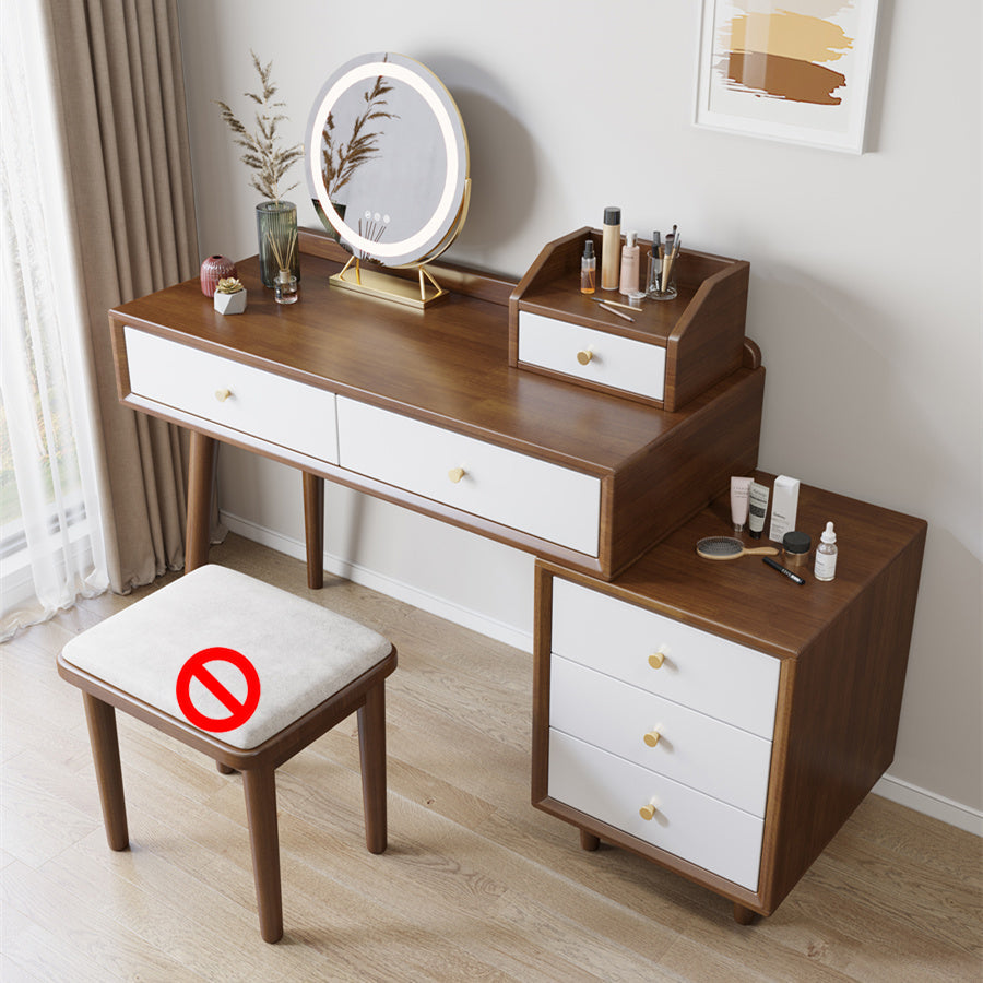 ScandinavianSolid Wood Table Makeup Vanity with Mirror and Drawers