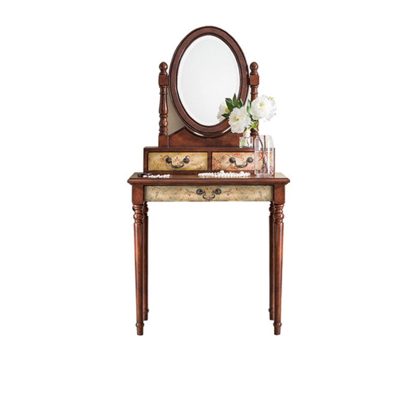 Victorian Makeup Vanity Desk Bedroom Dressing Table Stool Set with Drawer