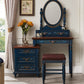 Victorian Makeup Vanity Desk Bedroom Dressing Table Stool Set with Drawer
