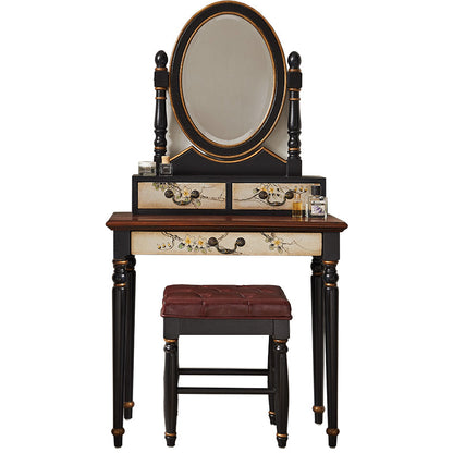 Victorian Makeup Vanity Desk Bedroom Dressing Table Stool Set with Drawer