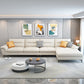 Stain-Resistant Sectional Sofa for Living Room in White with Pillow Top Arm