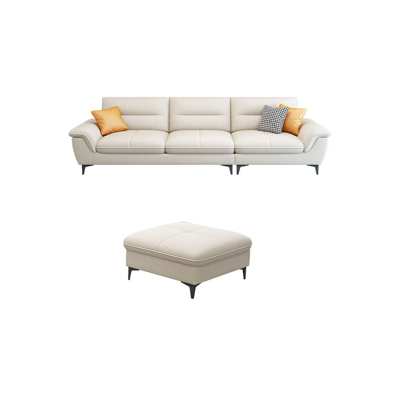 Stain-Resistant Sectional Sofa for Living Room in White with Pillow Top Arm