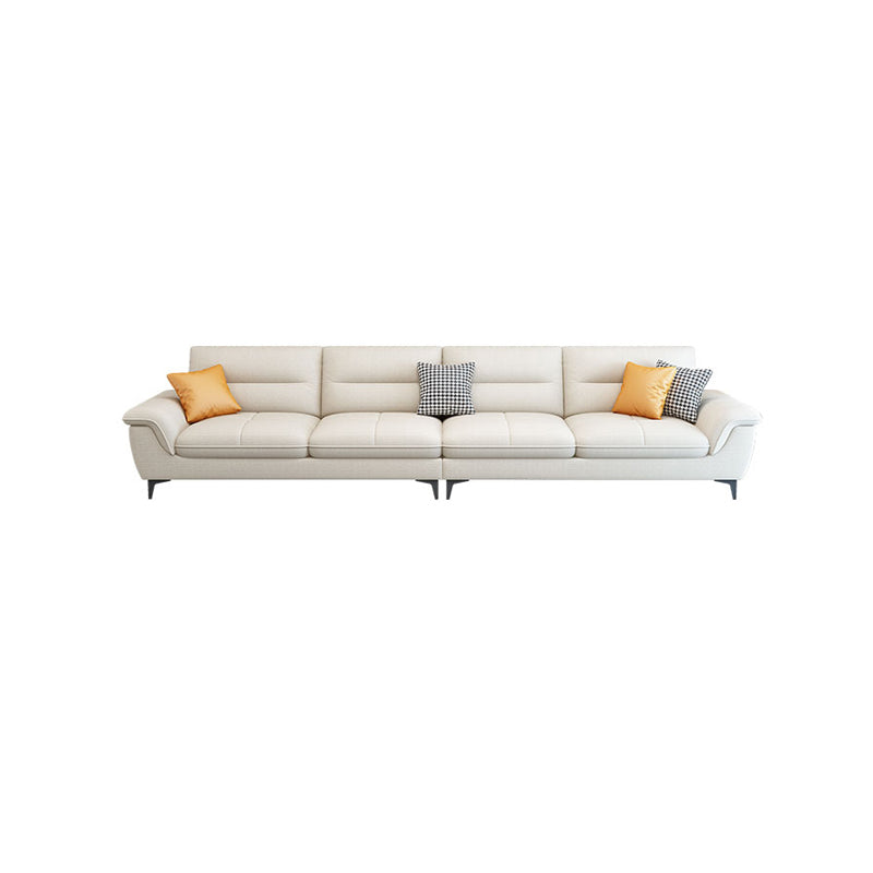 Stain-Resistant Sectional Sofa for Living Room in White with Pillow Top Arm