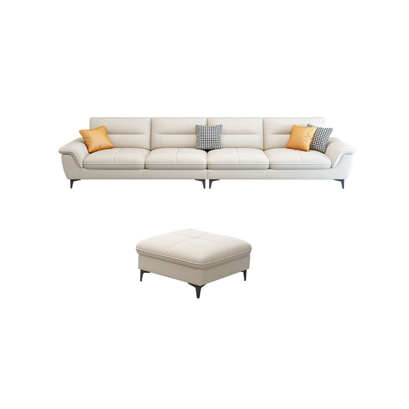 Stain-Resistant Sectional Sofa for Living Room in White with Pillow Top Arm