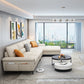Stain-Resistant Sectional Sofa for Living Room in White with Pillow Top Arm