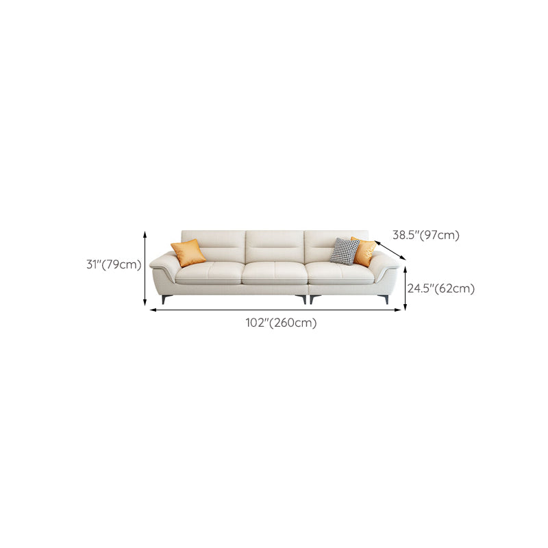 Stain-Resistant Sectional Sofa for Living Room in White with Pillow Top Arm