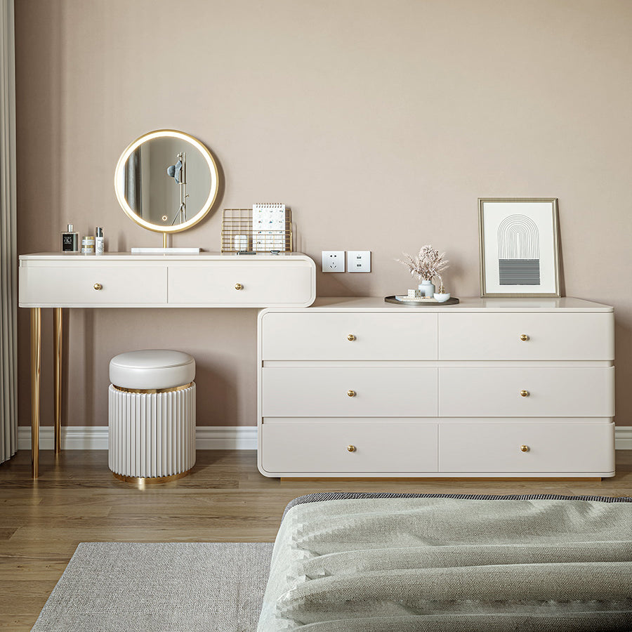 White Solid Wood Makeup Vanity Desk Bedroom Vanity Dressing Table Set Clearhalo 'Bedroom Furniture' 'furn' 'furn_makeup_vanities' 'Furniture' 'Makeup Vanities' 'makeup_vanities' 7005858