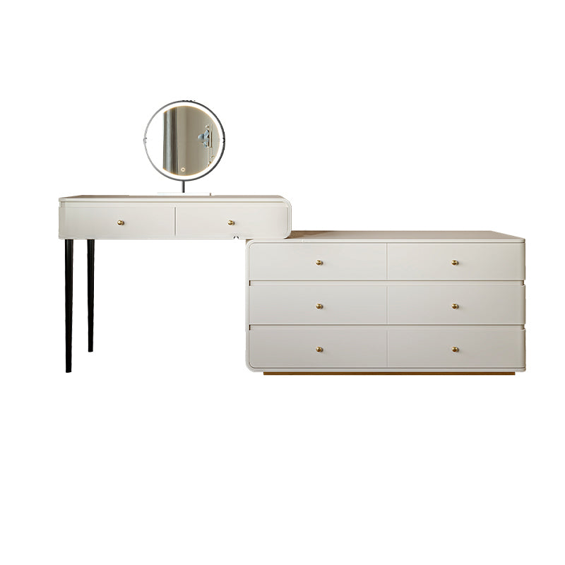 White Solid Wood Makeup Vanity Desk Bedroom Vanity Dressing Table Set Makeup Vanity & Mirror Black Clearhalo 'Bedroom Furniture' 'furn' 'furn_makeup_vanities' 'Furniture' 'Makeup Vanities' 'makeup_vanities' 7005859
