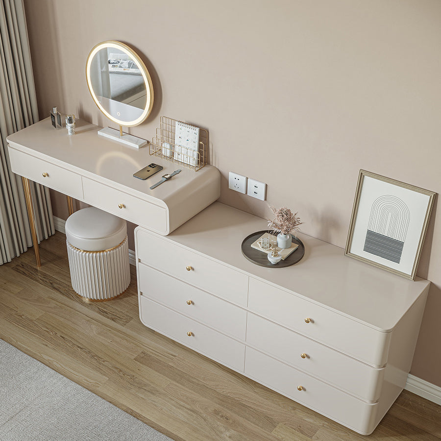 White Solid Wood Makeup Vanity Desk Bedroom Vanity Dressing Table Set Clearhalo 'Bedroom Furniture' 'furn' 'furn_makeup_vanities' 'Furniture' 'Makeup Vanities' 'makeup_vanities' 7005862