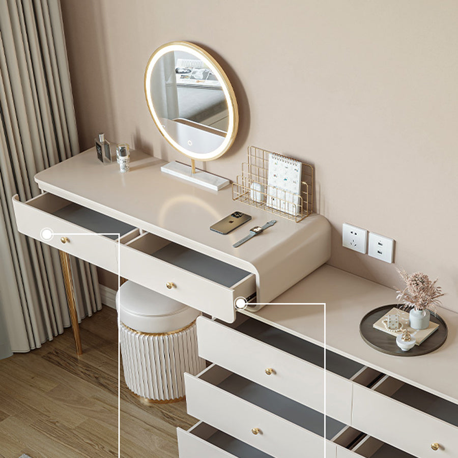 White Solid Wood Makeup Vanity Desk Bedroom Vanity Dressing Table Set Clearhalo 'Bedroom Furniture' 'furn' 'furn_makeup_vanities' 'Furniture' 'Makeup Vanities' 'makeup_vanities' 7005867