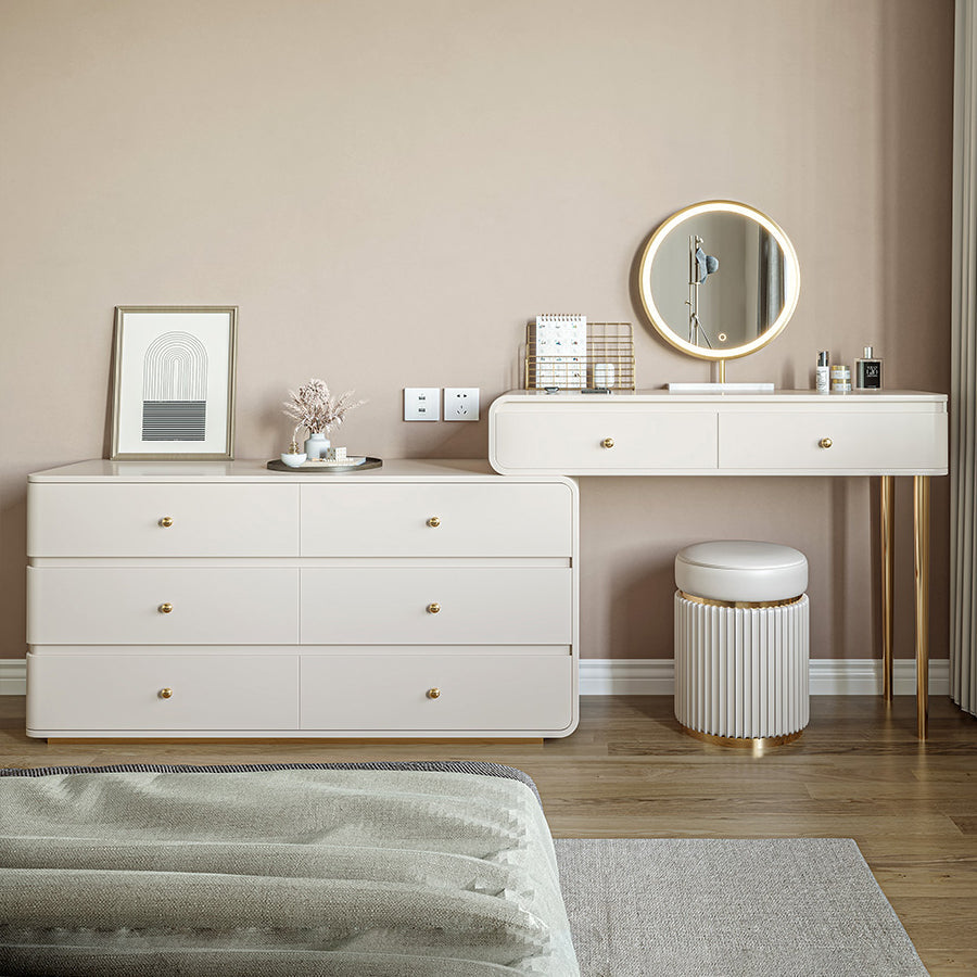 White Solid Wood Makeup Vanity Desk Bedroom Vanity Dressing Table Set Clearhalo 'Bedroom Furniture' 'furn' 'furn_makeup_vanities' 'Furniture' 'Makeup Vanities' 'makeup_vanities' 7005870