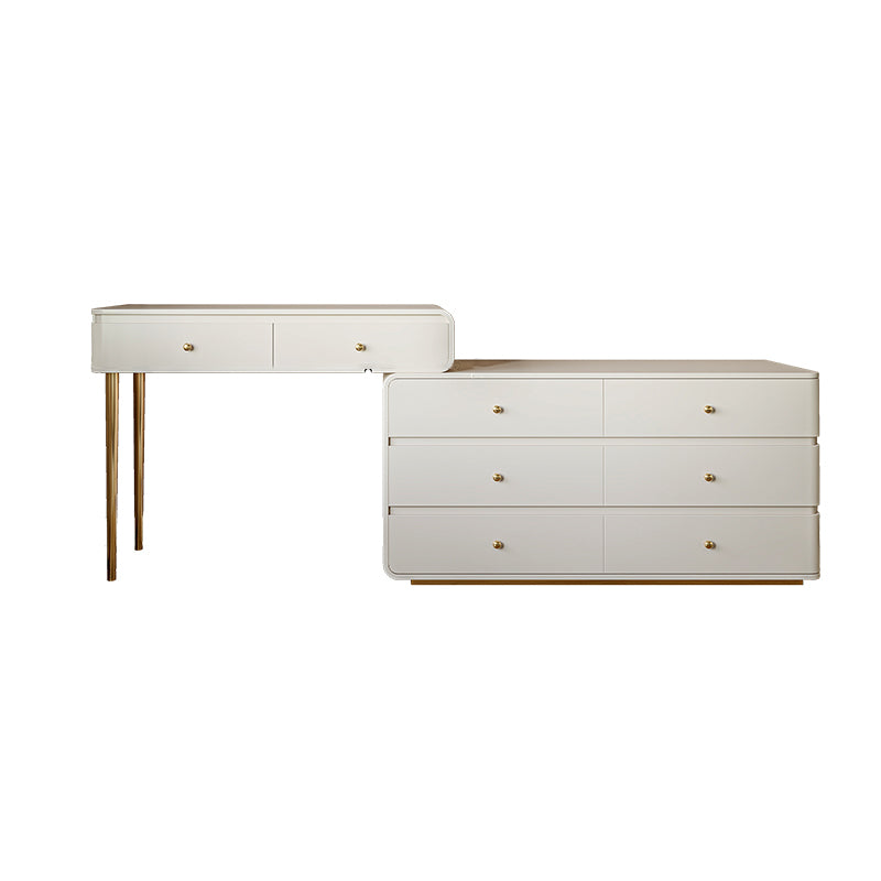 White Solid Wood Makeup Vanity Desk Bedroom Vanity Dressing Table Set Makeup Vanity Gold Clearhalo 'Bedroom Furniture' 'furn' 'furn_makeup_vanities' 'Furniture' 'Makeup Vanities' 'makeup_vanities' 7005874