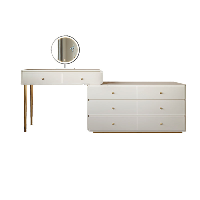 White Solid Wood Makeup Vanity Desk Bedroom Vanity Dressing Table Set Makeup Vanity & Mirror Gold Clearhalo 'Bedroom Furniture' 'furn' 'furn_makeup_vanities' 'Furniture' 'Makeup Vanities' 'makeup_vanities' 7005875