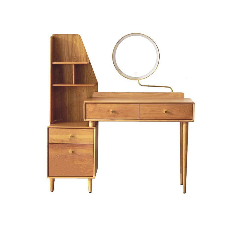 Tocador contemporáneo dormitorio de cerezo espejo iluminado tocador de maquillaje de pie