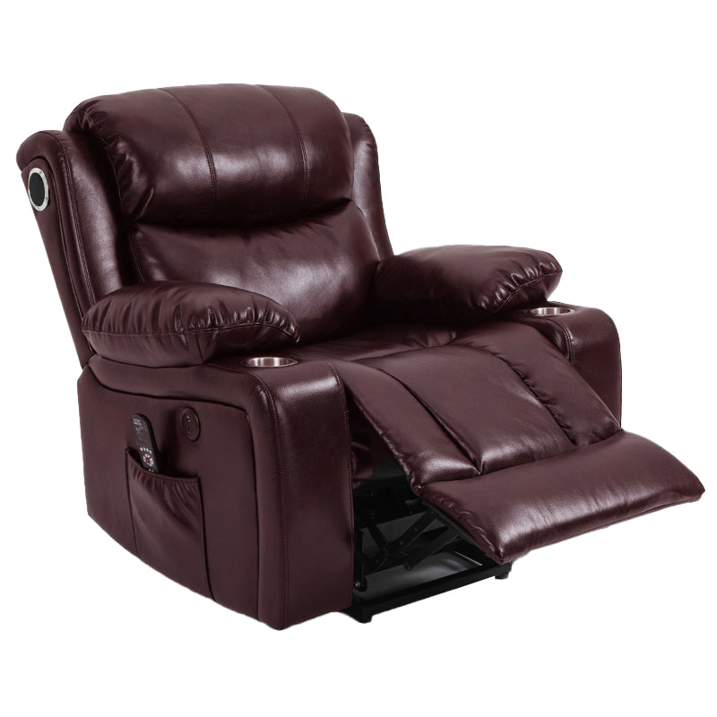 Nordic Style Faux Leather Recliner Chair Solid Color Standard Recliner Brown Nanofabrics Rocker Clearhalo 'Chairs & Seating' 'furn' 'furn_recliners' 'Furniture' 'Living Room Furniture' 'Recliners' 7005935