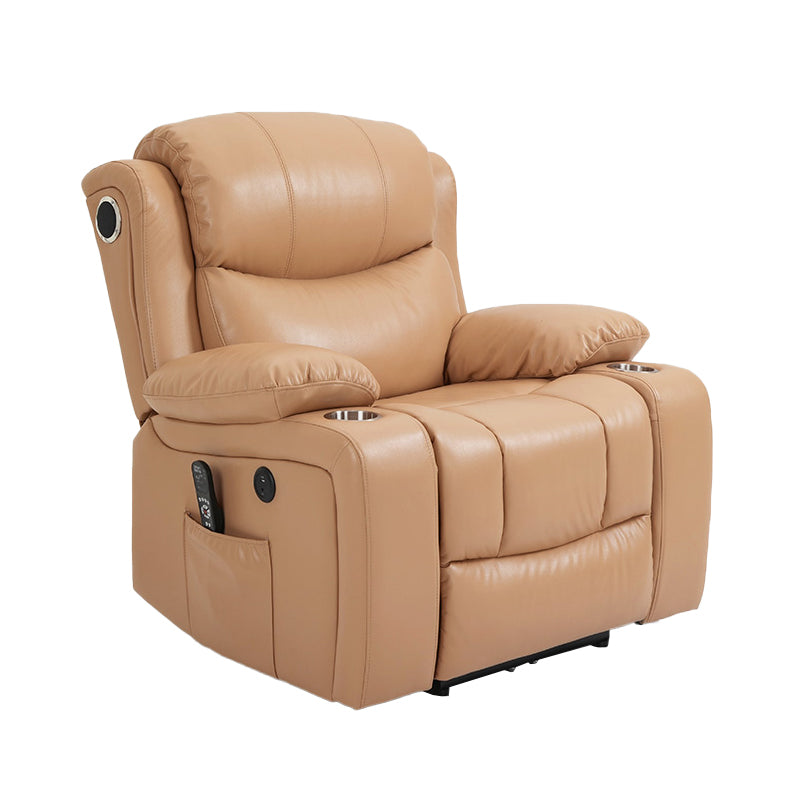 Nordic Style Faux Leather Recliner Chair Solid Color Standard Recliner Khaki Genuine Leather Rocker Clearhalo 'Chairs & Seating' 'furn' 'furn_recliners' 'Furniture' 'Living Room Furniture' 'Recliners' 7005949