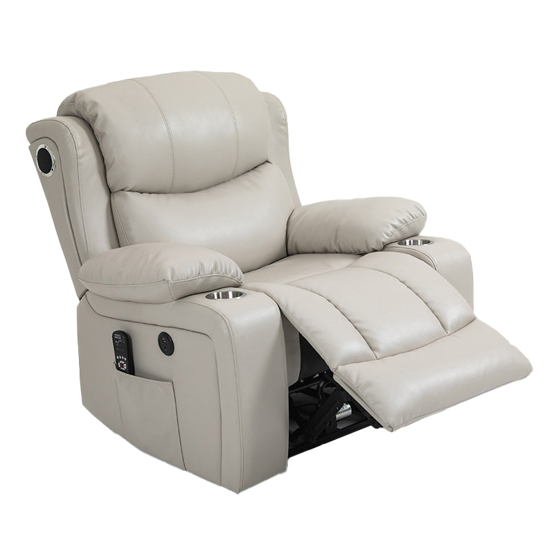 Nordic Style Faux Leather Recliner Chair Solid Color Standard Recliner White Nanofabrics Rocker Clearhalo 'Chairs & Seating' 'furn' 'furn_recliners' 'Furniture' 'Living Room Furniture' 'Recliners' 7005953