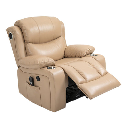 Nordic Style Faux Leather Recliner Chair Solid Color Standard Recliner Khaki Nanofabrics Rocker Clearhalo 'Chairs & Seating' 'furn' 'furn_recliners' 'Furniture' 'Living Room Furniture' 'Recliners' 7005954