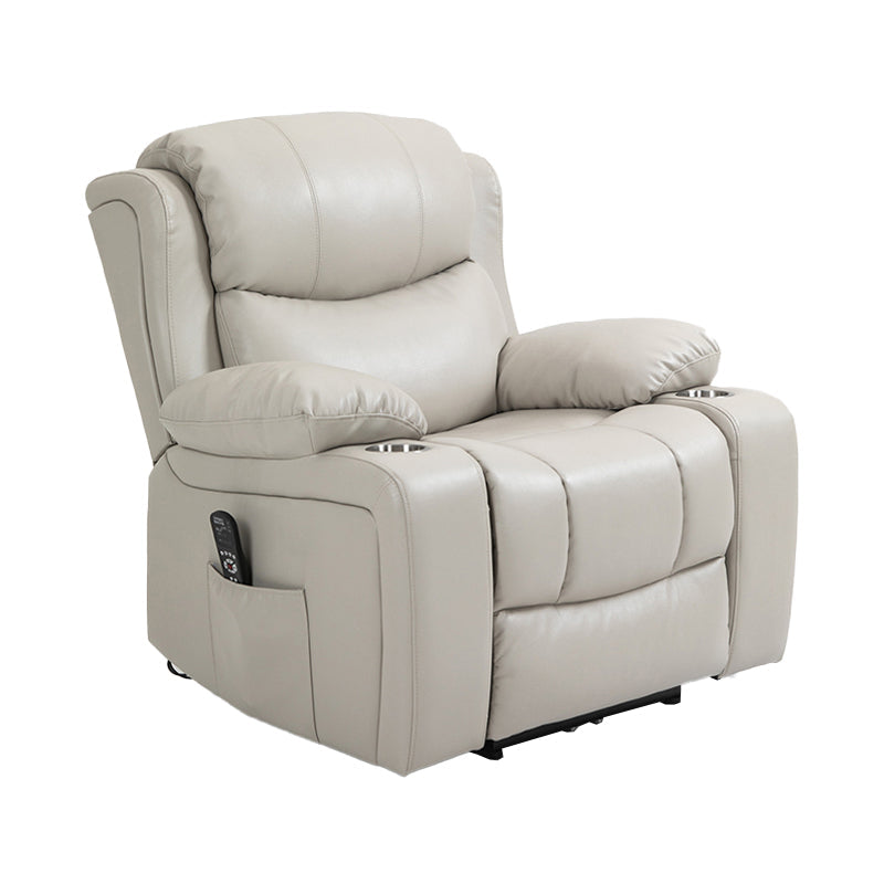 Nordic Style Faux Leather Recliner Chair Solid Color Standard Recliner White Nanofabrics Swivel Rocker Clearhalo 'Chairs & Seating' 'furn' 'furn_recliners' 'Furniture' 'Living Room Furniture' 'Recliners' 7005955