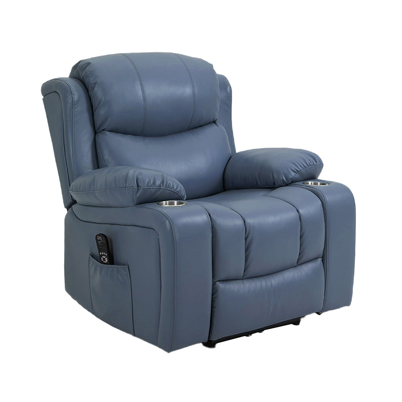 Nordic Style Faux Leather Recliner Chair Solid Color Standard Recliner Blue Genuine Leather Swivel Rocker Clearhalo 'Chairs & Seating' 'furn' 'furn_recliners' 'Furniture' 'Living Room Furniture' 'Recliners' 7005959