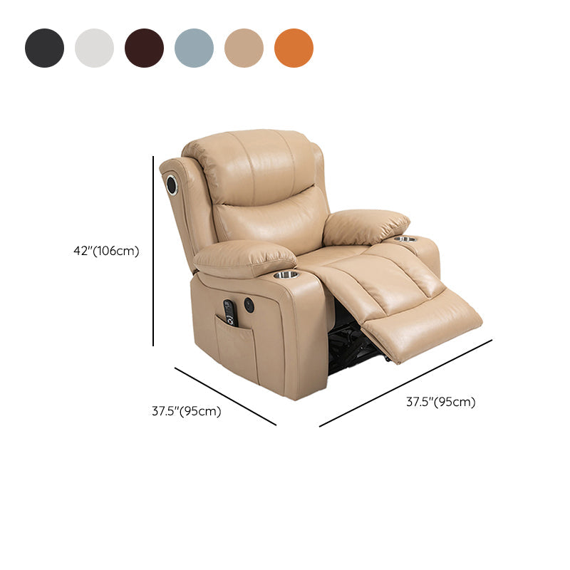 Nordic Style Faux Leather Recliner Chair Solid Color Standard Recliner Clearhalo 'Chairs & Seating' 'furn' 'furn_recliners' 'Furniture' 'Living Room Furniture' 'Recliners' 7005963