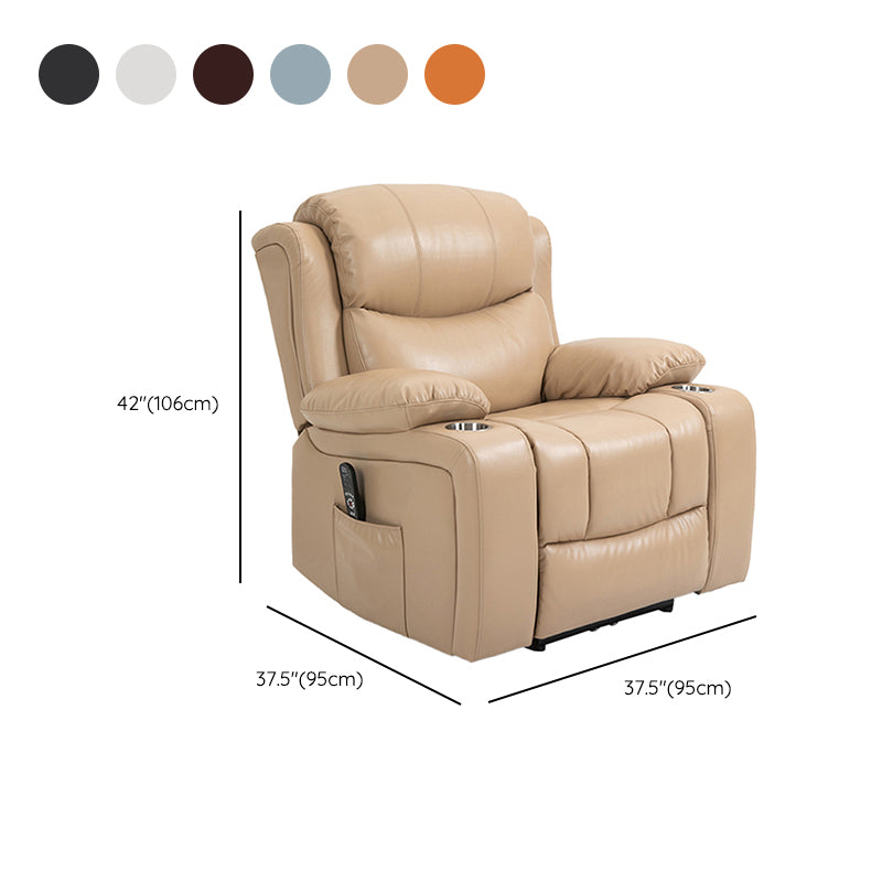 Nordic Style Faux Leather Recliner Chair Solid Color Standard Recliner Clearhalo 'Chairs & Seating' 'furn' 'furn_recliners' 'Furniture' 'Living Room Furniture' 'Recliners' 7005964