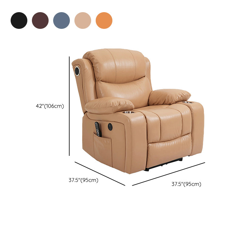Nordic Style Faux Leather Recliner Chair Solid Color Standard Recliner Clearhalo 'Chairs & Seating' 'furn' 'furn_recliners' 'Furniture' 'Living Room Furniture' 'Recliners' 7005965
