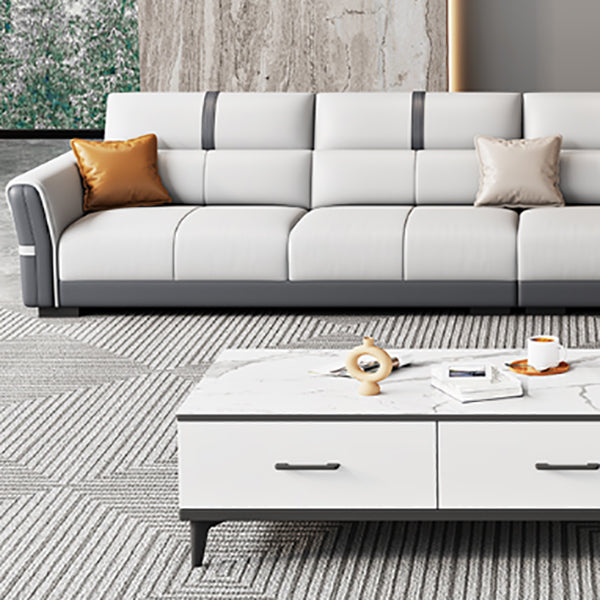 Eigentijdse sectionele bank faux lederen vlekbestendige sectionele bank