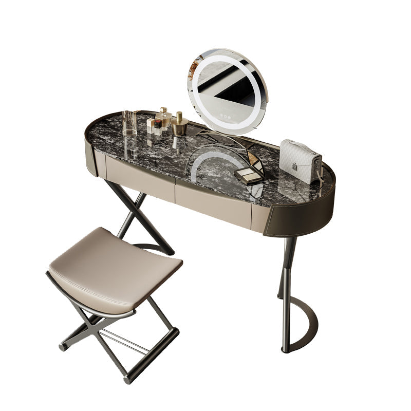 Glam Dressing Table Lighted Mirror 2-Drawer Bedroom Make-up Vanity