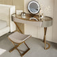 Glam Dressing Table Lighted Mirror 2-Drawer Bedroom Make-up Vanity