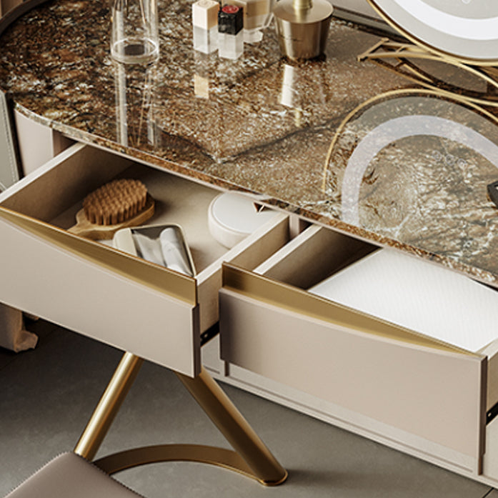 Glam Dressing Table Lighted Mirror 2-Drawer Bedroom Make-up Vanity