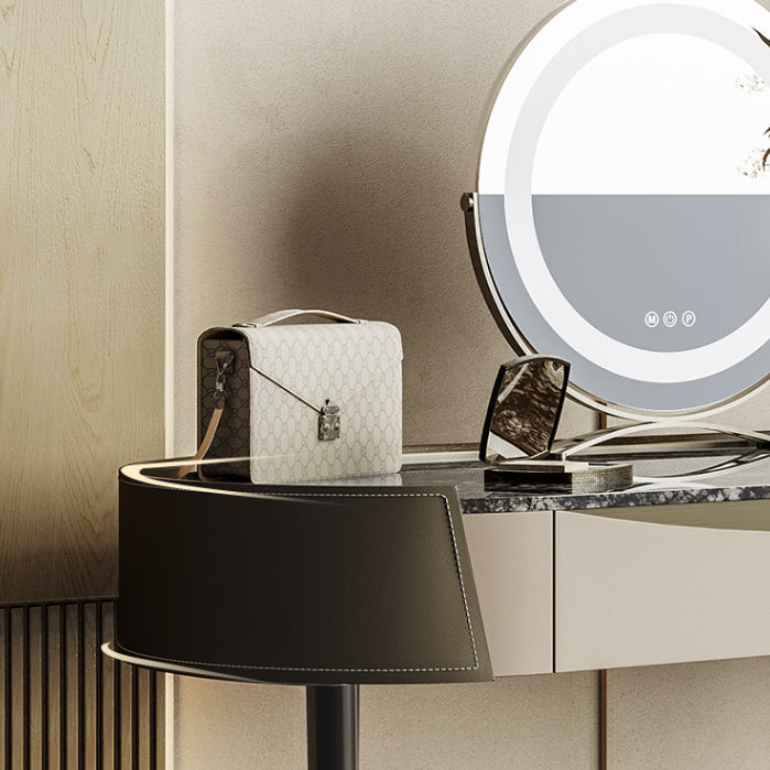 Glam Dressing Table Lighted Mirror 2-Drawer Bedroom Make-up Vanity