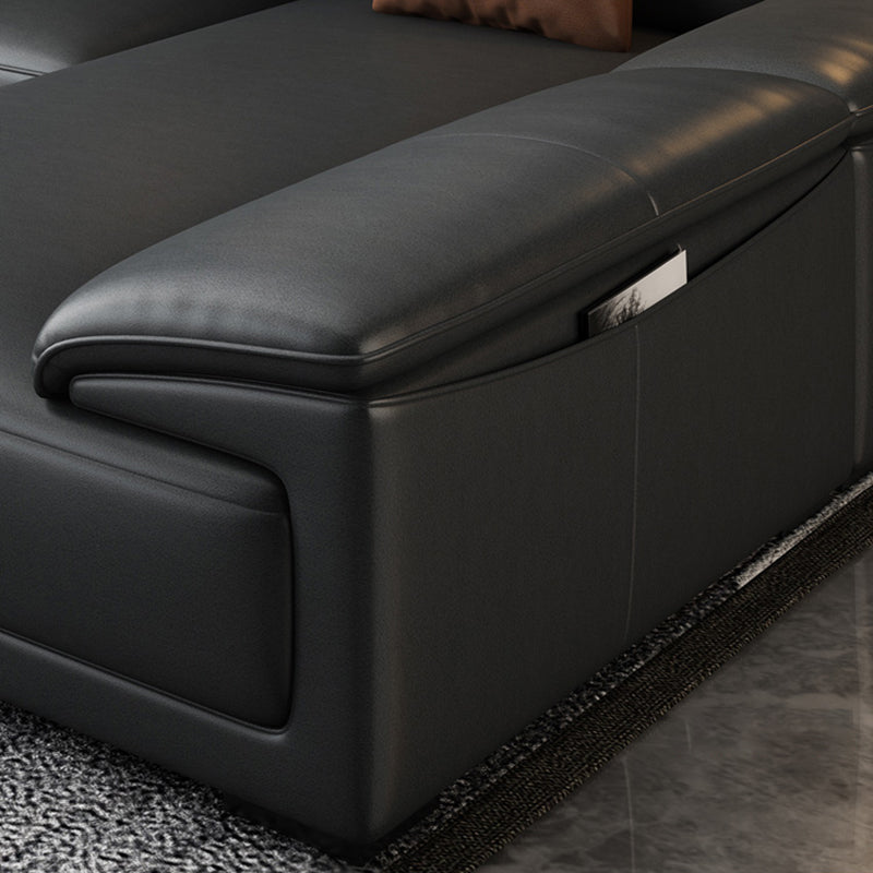 Faux Leather Adjustable Sectional 70"W Contemporary Sectional Sofa with Storage Clearhalo 'furn' 'furn_sectionals' 'Furniture' 'Living Room Furniture' 'Sectionals' 7006256