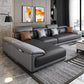 Faux Leather Adjustable Sectional 70"W Contemporary Sectional Sofa with Storage Dark Grey Light Grey Left Clearhalo 'furn' 'furn_sectionals' 'Furniture' 'Living Room Furniture' 'Sectionals' 7006258