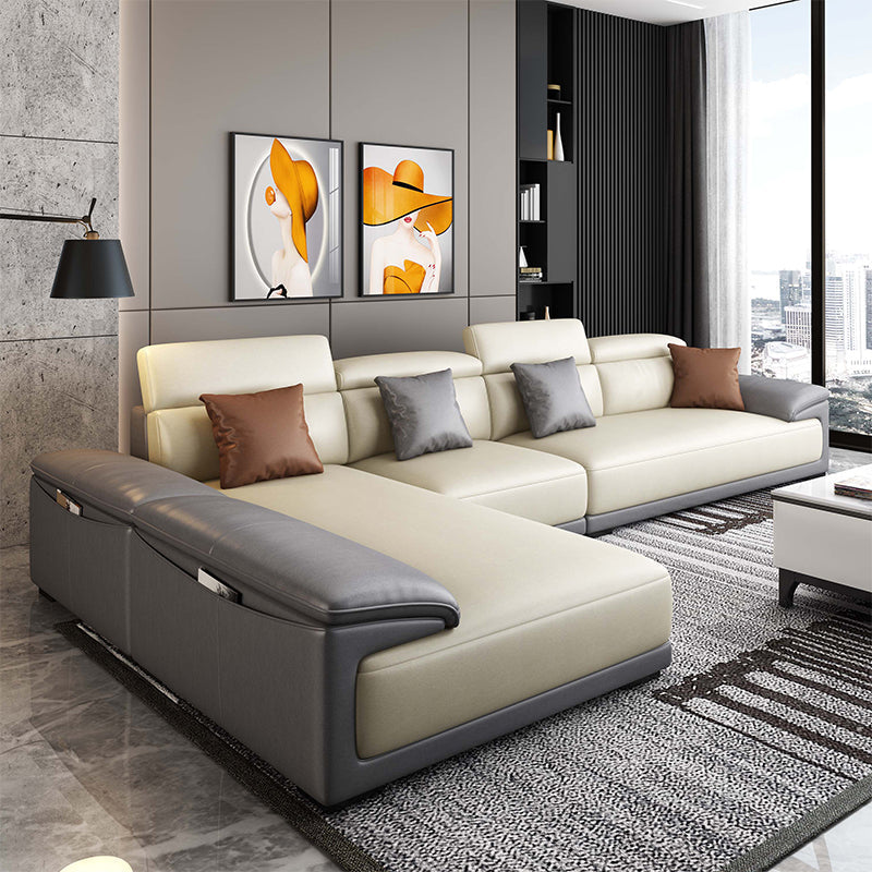 Faux Leather Adjustable Sectional 70"W Contemporary Sectional Sofa with Storage Clearhalo 'furn' 'furn_sectionals' 'Furniture' 'Living Room Furniture' 'Sectionals' 7006269