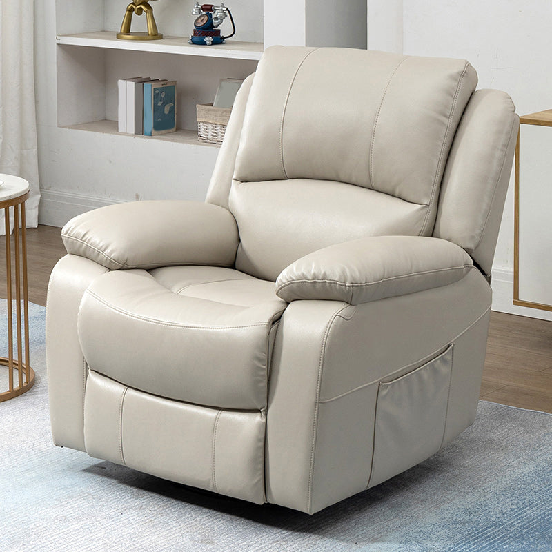 USB Charge Port Recliner Arm Swivel Rocker Standard Recliner White Clearhalo 'Chairs & Seating' 'furn' 'furn_recliners' 'Furniture' 'Living Room Furniture' 'Recliners' 7006275