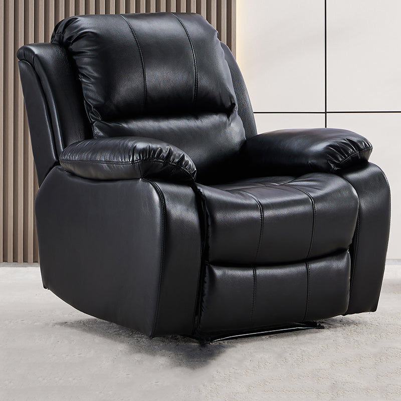 Living Room Standard Recliner Modern & Contemporary Solid Color Recliner Chair Leather Black Clearhalo 'Chairs & Seating' 'furn' 'furn_recliners' 'Furniture' 'Living Room Furniture' 'Recliners' 7006362