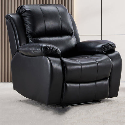 Living Room Standard Recliner Modern & Contemporary Solid Color Recliner Chair Leather Black Clearhalo 'Chairs & Seating' 'furn' 'furn_recliners' 'Furniture' 'Living Room Furniture' 'Recliners' 7006362