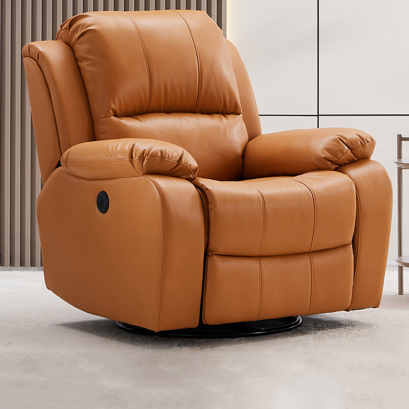 Living Room Standard Recliner Modern & Contemporary Solid Color Recliner Chair Leather Orange Clearhalo 'Chairs & Seating' 'furn' 'furn_recliners' 'Furniture' 'Living Room Furniture' 'Recliners' 7006363