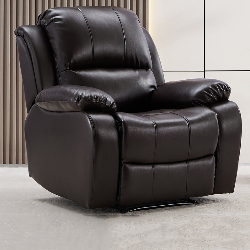 Living Room Standard Recliner Modern & Contemporary Solid Color Recliner Chair Leather Dark Brown Clearhalo 'Chairs & Seating' 'furn' 'furn_recliners' 'Furniture' 'Living Room Furniture' 'Recliners' 7006367