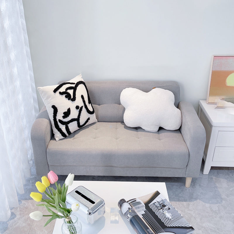 Wooden Velvet Sofa Contemporary Style Tufted Split-Back Seating