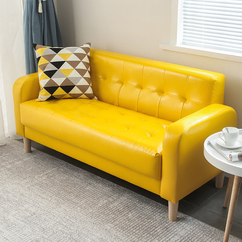 Wooden Velvet Sofa Contemporary Style Tufted Split-Back Seating