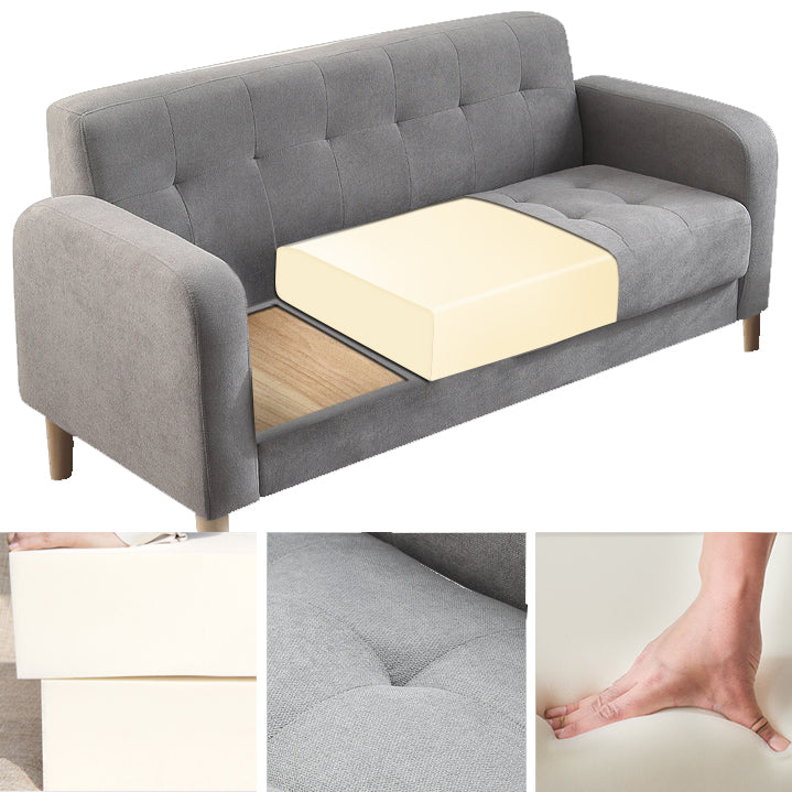 Wooden Velvet Sofa Contemporary Style Tufted Split-Back Seating