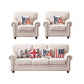 French Country White Cushions Rolled Arm Living Room Seating