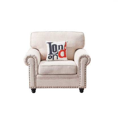 French Country White Cushions Rolled Arm Living Room Seating