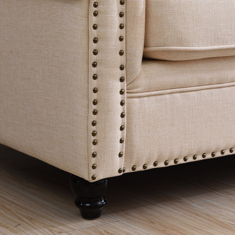 French Country White Cushions Rolled Arm Living Room Seating