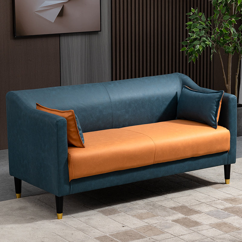 Stain Resistant Standard Sofa Pillows Included Settee with Metal Legs Dark Blue-Orange Tech Cloth Clearhalo 'furn' 'furn_sofas' 'Furniture' 'Living Room Furniture' 'Sofa' 'sofas' 7007191